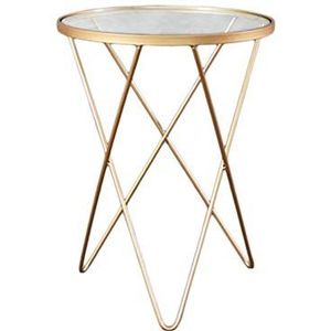 Prachtige salontafel van gehard glas, gouden metalen frame ronde bijzettafel binnen woonkamer café-bartafel, diameter: 40/50CM (grootte: 50 * 50 * 70CM, kleur: goud)