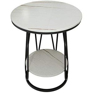 Prachtige CS-Qing-Desk marmeren ronde salontafel, dubbellaags metalen banktafel balkon woonkamer kantoor café bank bijzettafel, maat: 50 * 50 * 60CM (maat: 50 * 50 * 60CM, kleur: A)