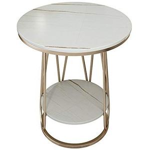 Prachtige CS-Qing-Desk marmeren ronde salontafel, dubbellaags metalen banktafel balkon woonkamer kantoor café bank bijzettafel, maat: 50 * 50 * 60CM (maat: 50 * 50 * 60CM, kleur: C)
