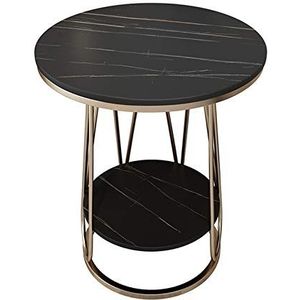Prachtige CS-Qing-Desk marmeren ronde salontafel, dubbellaags metalen banktafel balkon woonkamer kantoor café bank bijzettafel, maat: 50 * 50 * 60CM (maat: 50 * 50 * 60CM, kleur: D)
