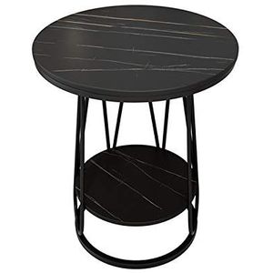 Prachtige CS-Qing-Desk marmeren ronde salontafel, dubbellaags metalen banktafel balkon woonkamer kantoor café bank bijzettafel, maat: 50 * 50 * 60CM (maat: 50 * 50 * 60CM, kleur: B)