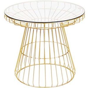 Prachtige CS-Qing-Desk bijzettafel van gehard glas, gouden metalen frame ronde bijzettafel Cafe appartement woonkamer midden salontafel, maat: 55 * 55 * 50CM (maat: 55 * 55 * 50CM, kleur: A)
