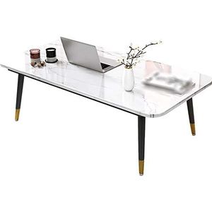 Exquise CS-Qing-Desk Woonkamer Salontafel, Houten Grote Bijzettafel Thuis Appartement Restaurant Cafe Receptie 100/120cm (Grootte: 100 * 50 * 46CM, Kleur: Wit)