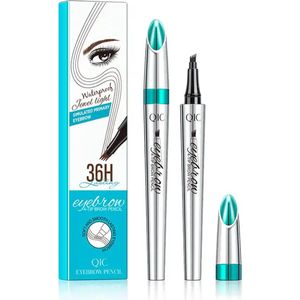 3D Waterproof Licht bruin Natuurlijk Wenkbrauw Potlood Wenkbrauw Microblading Pen Wenkbrauwpotlood, 4 tips wenkbrauwpotlood, Eyebrow Pencil Bedekken gebieden, Waterproof wenkbrauwpotlood -Zwart-Donkerbruin-Lichtbruin-Black-Dark Brown-Light brown
