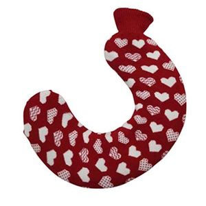 1.5L U-Shaped for Neck Hot Water Fles voor Verjaardagscadeau in de winter (Single Head White Heart op rode achtergrond)