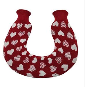 1.5L U-Shaped Neck PVC Hot Water Fles met Katoen Cover (Dubbelkoppig Wit Hart op rode achtergrond)