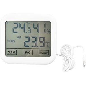 Temperatuur-vochtigheidsmeter, touchscreen-thermometer, hygrometer, eenvoudige bediening, snel vernieuwen, kunststof, wit, digitaal voor thuis