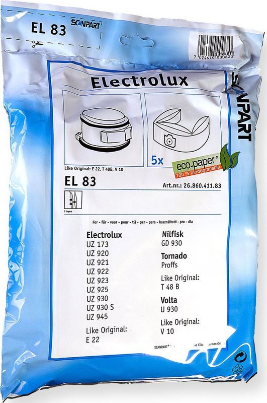 Scanpart - E22N ES100 - Stofzak - Bruin - Papier - Inhoud 5 Stofzakken