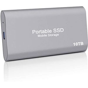 10 TB externe SSD harde schijf draagbare SSD externe Solid State Drive USB-C USB 3.1 externe harde schijf 3 jaar garantie voor gaming/studenten/professionals (10 TB, grijs)