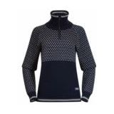 Bergans - Alvdal Wool Half Zip - Trui - Navy Blue/Vanilla White - 100% Merinowol
