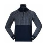 Bergans - Alvdal Wool Half Zip - Trui - Navy Blue/Vanilla White - 100% Merinowol