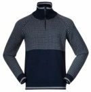 Bergans - Alvdal Wool Half Zip - Trui - Navy Blue/Vanilla White - 100% Merinowol