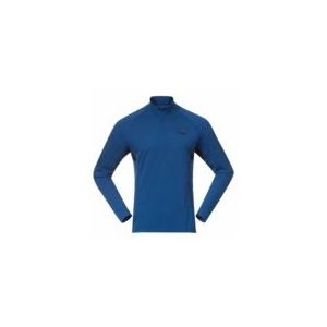Bergans - Inner: Pure Merino Half Zip - Trui - Dusty Space Blue/Black - 100% Merinowol