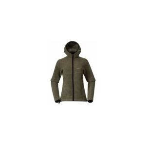 Bergans - Vaagaa Merino Terry Midlayer Hoodie - Vest - Green Mud - 40% Wol