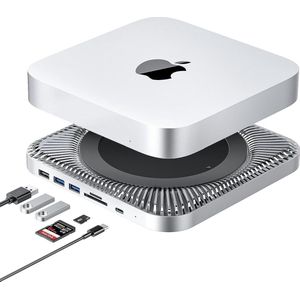USB-C-hub met harde schijfbehuizing voor Mac Mini M1, type C-dockingstation met SATA SSD/HDD-sleuf, dubbele USB 3.0/2.0-poort, TF/SD-kaartlezer, compatibel met Mac Mini 2018/2020