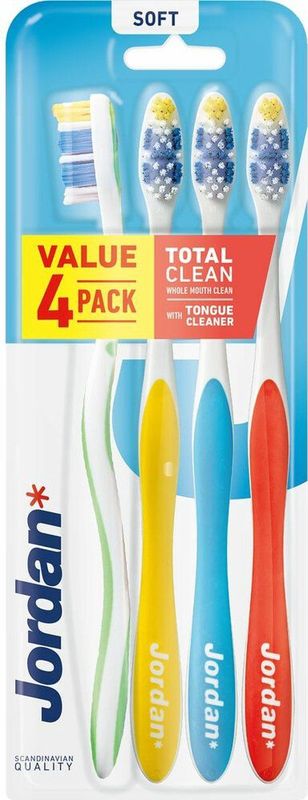 12x Jordan Tandenborstel Total Clean Soft 4-pack 4 stuks