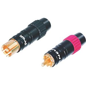 Neutrik NF2C-B/2 Professionele Cinch (RCA) kabelstekker met goud gecoate contacten per paar verpakt (1 x rood, 1 x zwart)
