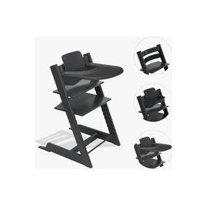 Stokke Tripp Trapp Black :kinderstoel - Incl. Stokke dienblad, Tripp Trapp stoel, en babyset 2 voor kinderen van 6-36 maanden - verstelbaar en ergonomisch