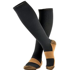 Koperen Compressiesokken voor Dames en Heren Diabetische Sokken, Verbetert de Bloedsomloop, Vermindert Zwelling en Pijn Voor Verpleegkundigen, Hardlopen en Dagelijks Gebruik Met Koper Doordrenkt(L/XL)