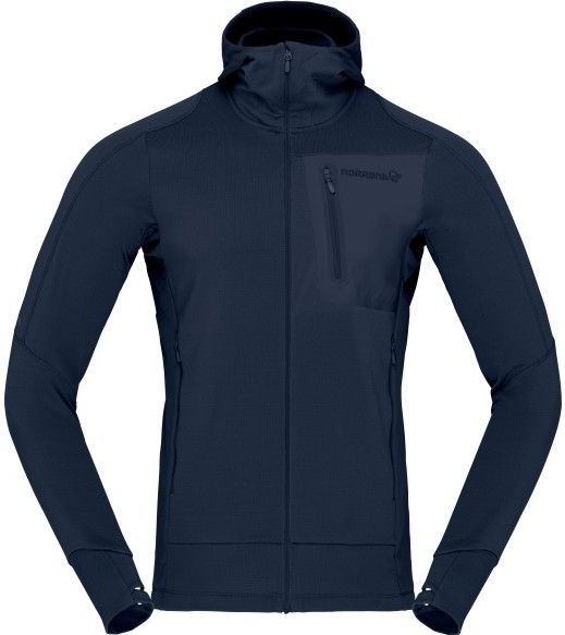 Norrona - Falketind Power Grid Hood - Fleecevest - Indigo Night Blue - Heren