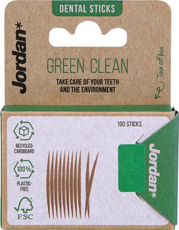 x12 Jordan Green Clean Tandenstokers Dun - 100 stuks