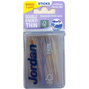 Jordan - Wood Dental Sticks Thin Duo - Tandenstokers - 200 st