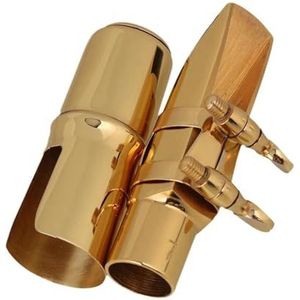 Saxofoons Accessoires B-vlak Saxofoonmondstuk Met Hoge Toon En Dopclipset Saxinstrumenten Mondstukonderdelen (Color : Gold)