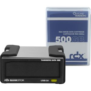 Tandberg RDX externe drive-kit met 500 GB, zwart, USB 3+ inclusief Windows back-up en Apple Time Machine ondersteuning
