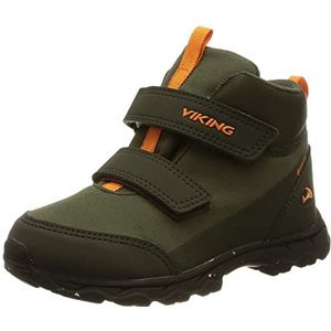 Viking Ask Mid F GTX Walking Shoe, Jongensschoenen, Hontinggroen/oranje, 26 EU