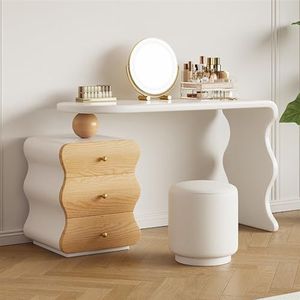 vanity desk Massief houten moderne minimalistische ladekast Kleine appartementslaapkamer met LED-invulmake-upspiegel met en kast met opbergdozen (Color : Single table 1m+dressing stool+mirror)