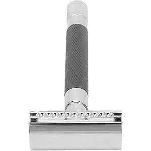 Handmatig Veiligheidsscheermes Lange Handgreep Dubbele Rand Veiligheidsscheermes Zinklegering Wasbaar voor Dagelijkse Baardverzorging (Zwart)