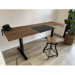 ZitStaBureau24 Professional Dark - Zit-sta bureau - Zwart onderstel - Donker eikenhout - Elektrisch verstelbaar 140cm breed