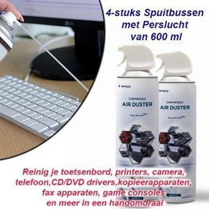 4 x 600ML - Gembird spuitbus met perslucht- Compressed Air - Air Duster - Spuitbus - Drijfgas - Voordeelverpakking 4 Stuks