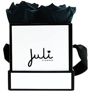 Juli bloemen, zwart, mt. XS, vierkant, wit
