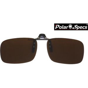 Polar Specs® 37x127 mm. Aluminium Opklapbare Voorhanger – Clip on Zonnebril – Brilclip – Voorzetbril – Polarized Brown – Unisex