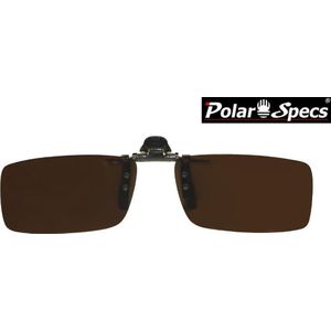 Polar Specs® 30x127 mm. Aluminium Opklapbare Voorhanger – Clip on Zonnebril – Brilclip – Voorzetbril – Polarized Brown – Unisex