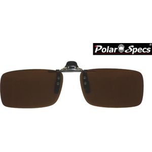 Polar Specs® 33x127 mm. Aluminium Opklapbare Voorhanger – Clip on Zonnebril – Brilclip – Voorzetbril – Polarized Brown – Unisex