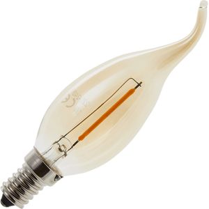 Lighto | LED filament | Kleine fitting E14 | Kaarslamp tip | Goud | 35mm | 1W