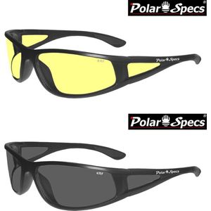 Combinatievoordeel Polar Specs® Polariserende Nachtbril + Polariserende Zonnebril Full Wrap PS9027 – Mat Black – Polarized – Medium – Unisex
