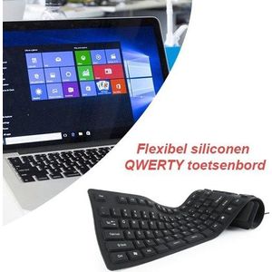Flexibel siliconen QWERTY toetsenbord, USB & PS/2 zwart