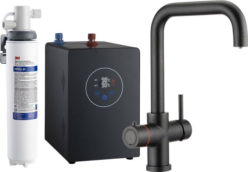 3in1 Multi-Tap kokend water kraan & 3M waterfilter - L-uitloop - Zwart