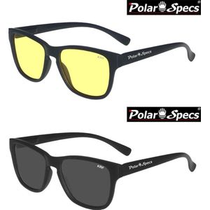 Combinatievoordeel Polar Specs® Polariserende Nachtbril + Polariserende Zonnebril Wave Classic PS9011 – Mat Black – Polarized – Small – Unisex
