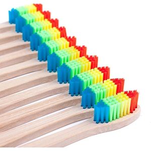 Bamboe Tandenborstel - Regenboog kleuren - 10 Stuks - Zacht / Medium