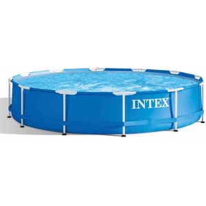 Intex Zwembad opzetzwembad rond opzet staand metalen frame niet opblaasbaar makkelijk tuin buitenzwembad 366x76cm
