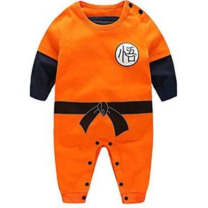 Sxkayxr Cartoon pasgeboren baby, jongens- en meisjesromper, op Goku geïnspireerde babykleding, overall, Oranje1, 9-12 maanden