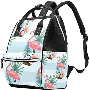 Multifunctionele grote baby luiertas rugzak luiertas reizen rugzak rugzak voor mama en papa,Elegant Flamingo patroon