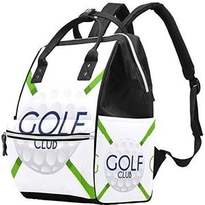 Multifunctionele grote baby luiertas rugzak,Groene golfclubs patroon,Luiertas reizen rugzak voor mama en papa