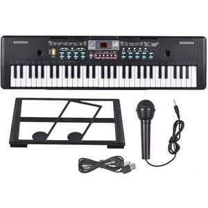 student elektronisch toetsenbord Elektrische Pianomicrofoon USB 61 Toetsen Elektronisch Orgel Pianmicrofoon Zwart Digitaal Muziekstereo-instrument