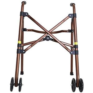 Opvouwbaar lichtgewicht loophulpmiddel met 6 inch wielen, bejaarde bruine aluminium wandelaars voor thuis ziekenhuis buiten, belasting 100 kg/220 lbs