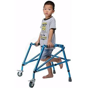Stand Upright Walker voor kinderen Hersenverlamming Revalidatietraining, opvouwbare, in hoogte verstelbare wandelstok voor peuters met wielen, blauw